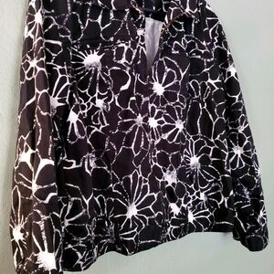 Black Zip Jacket w Floral Graphic